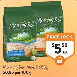 Foodworks Morning Sun Natural Style Muesli offer