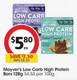 Coles Mayver's low carb high protein offer