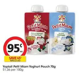 Coles Yoplait petit miam yoghurt pouch offer