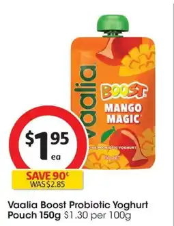 Coles Vaalia boost probiotic yoghurt pouch offer