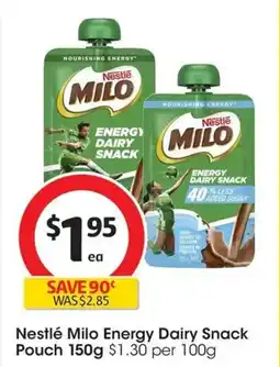 Coles Nestlé milo energy dairy snack pouch offer