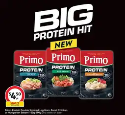 Coles Primo protein double smoked leg ham, roast chicken or hungarian salami offer