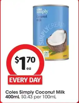 Coles Coles simply coconut milk offer