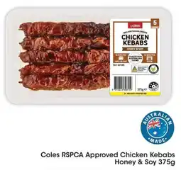Coles Coles rspca approved chicken kebabs honey & soy offer