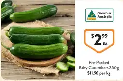 Foodworks Pre-Packed Baby Cucumbers offer