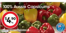 Coles Australian red, green or yellow capsicums offer