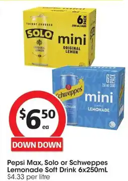 Coles Pepsi max, solo or schweppes lemonade soft drink offer