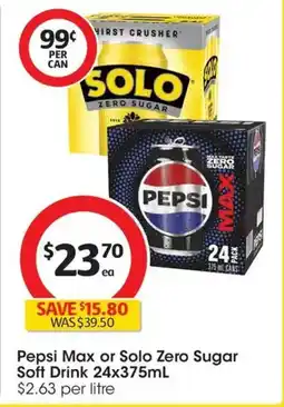 Coles Pepsi max or solo zero sugar soft drink offer