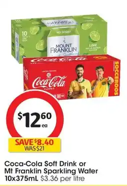 Coles Coca-cola soft drink or mt franklin sparkling water offer