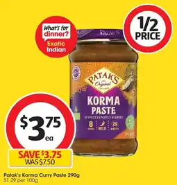 Coles Patak's korma curry paste offer