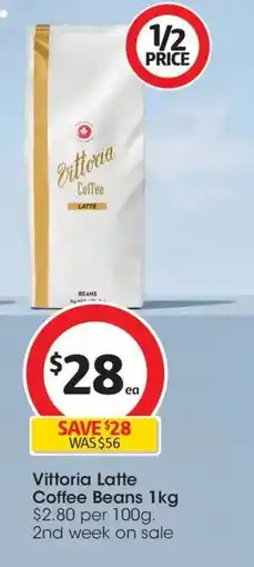 Coles Vittoria latte coffee beans offer