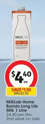Coles Milklab home barista long life milk offer