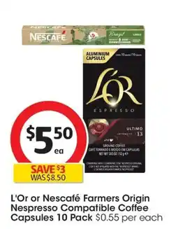 Coles L'or or nescafé farmers origin nespresso compatible coffee capsules offer