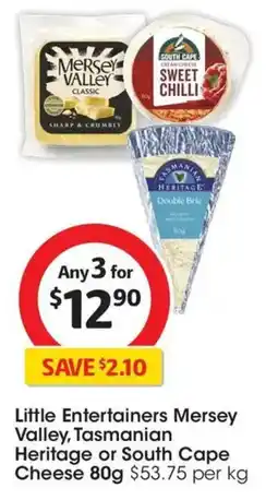Coles Little entertainers mersey valley, tasmanian heritage or south cape cheese offer