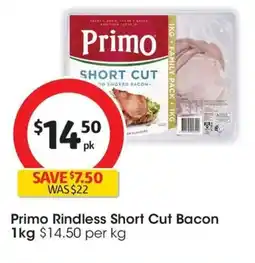 Coles Primo rindless short cut bacon offer
