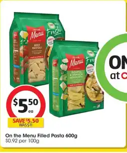 Coles On the menu filled pasta offer