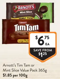 Foodworks Arnott's Tim Tam or Mint Slice Value Pack offer