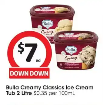 Coles Bulla Creamy Classics Ice Cream Tub offer