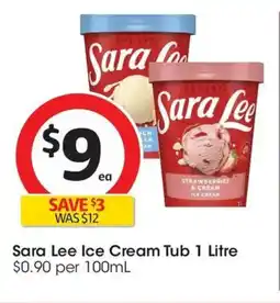 Coles Sara lee ice cream tub offer