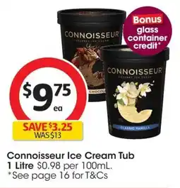 Coles Connoisseur ice cream tub offer