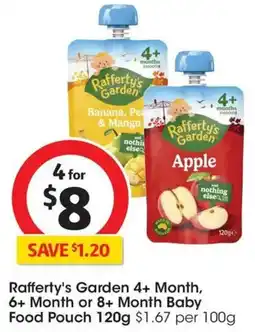 Coles Rafferty's garden apple 6+ month or 8+ month baby food pouch offer