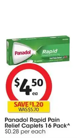 Coles Panadol rapid pain relief caplets offer