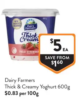 Foodworks Dairy Farmers Thick & Creamy Yoghurt offer