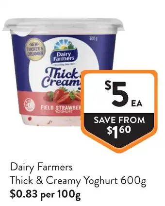 Foodworks Dairy Farmers Thick & Creamy Yoghurt offer