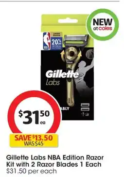 Coles Gillette labs nba edition razor kit with 2 razor blades offer
