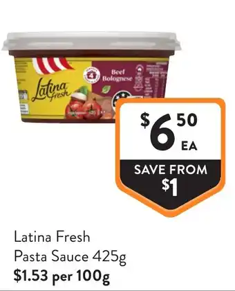 Foodworks Latina Fresh Pasta Sauce offer