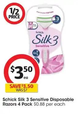 Coles Schick Silk 3 Sensitive Disposable Razors offer