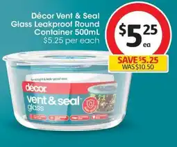Coles Décor vent & seal glass leakproof round container offer