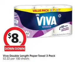 Coles Viva double length paper towel 3 pack offer