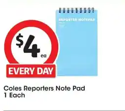 Coles Coles reporters note pad offer
