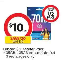Coles Lebara $30 starter pack offer
