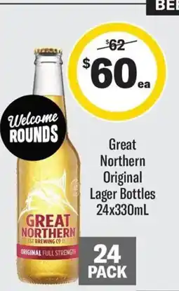Coles Great Northern Original Lager Bottles offer