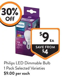 Foodworks Philips LED Dimmable Bulb 1 Pack Selected Varieties offer