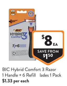 Foodworks BIC Hybrid Comfort 3 Razor offer