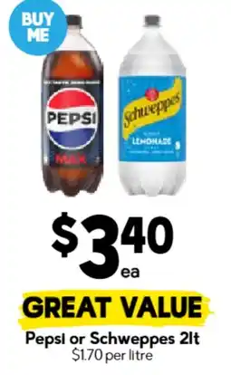 Drakes Pepsi or Schweppes 2lt offer