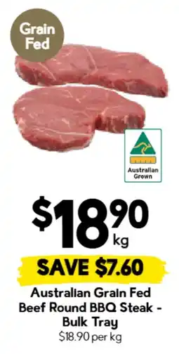 Drakes Australian Grain Fed Beef Round BBQ Steak - Bulk Tray offer