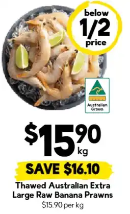 Drakes Thawed Australian Extra Large Raw Banana Prawns offer
