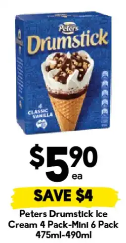 Drakes Peters Drumstick Ice Cream 4 Pack-Mini 6 Pack offer