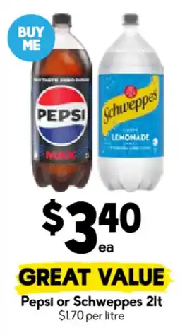 Drakes Pepsi or Schweppes 2lt offer