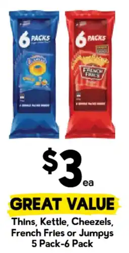 Drakes Thins, Kettle, Cheezels, French Fries or Jumpy offer