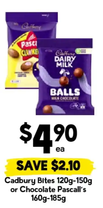 Drakes Cadbury Bites or Chocolate Pascall's offer