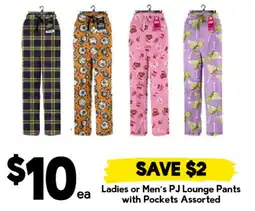 Drakes Ladies or Men's PJ Lounge Pants with Pockets Assorted offer
