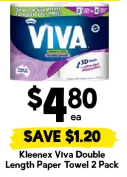 Drakes Kleenex Viva Double Length Paper Towel 2 Pack offer
