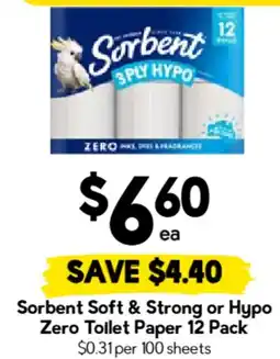 Drakes Sorbent Soft & Strong or Hypo Zero Toilet Paper offer