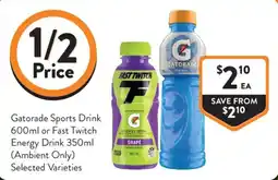 Foodworks Gatorade Sports Drink or Fast Twitch Energy Drink offer