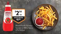 Foodworks MasterFoods Squeezy Tomato or BBQ Sauce offer